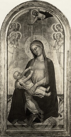Anonimo — Jacopo di Cione - sec. XIV - Madonna con Bambino, angeli e Cristo Redentore benedicente — insieme